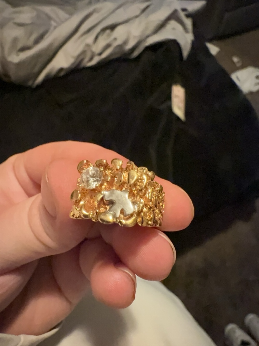 Nugget ring 925 silver gold plated